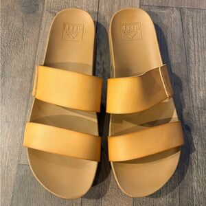REEF cushion vista women’s fashion slide sandal, vegan leather strap, size 10